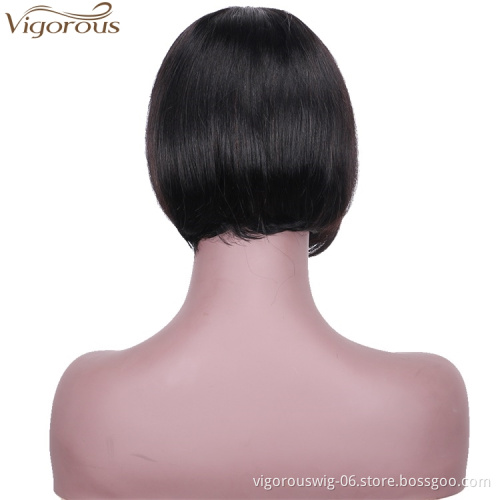 Vigorous Top Quality 8 Inches Short Bob Middle Part Lace Frontal Wigs Straight Black Human hair Wigs For Women Wholesale Price